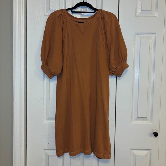 Universal Thread large Terra-Cotta Puff Sleeve Sweatshirt Dress EUC - Picture 8 of 9